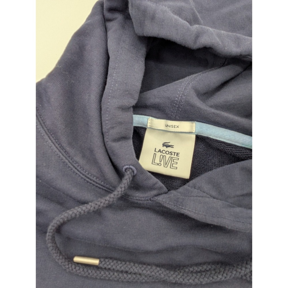 Lacoste LIVE Pullover Sweatshirt Size 2XL Navy Cloud Print Hoodie Tennis Players - Picture 11 of 11